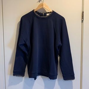 Funky J. Crew Floral Ruffled Trim Sweatshirt